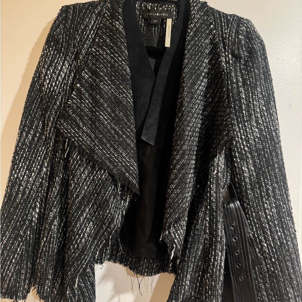 Tweed Jacket With Lamb Leather Trim